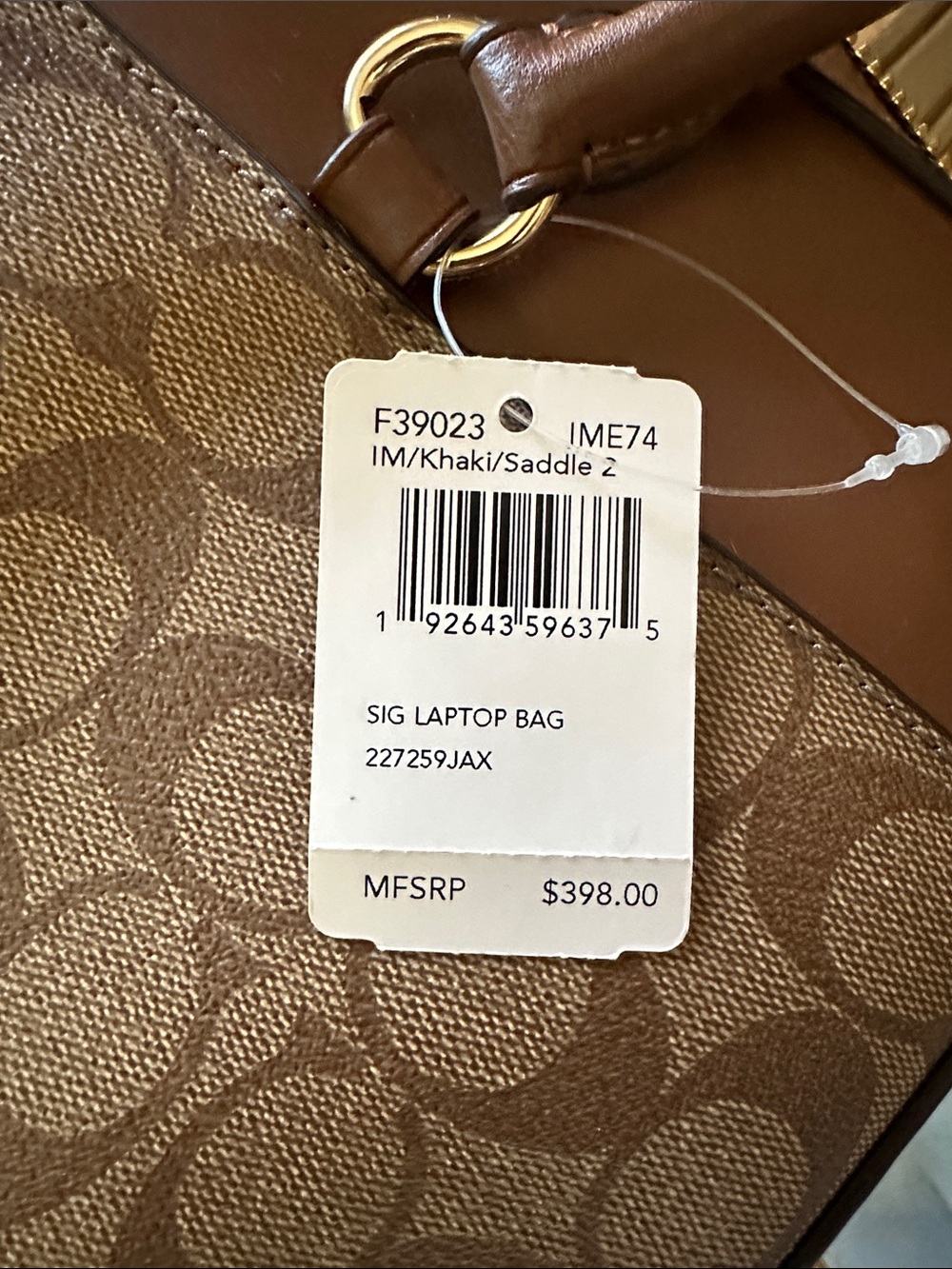 Coach Tan/Brown Signature Canvas Laptop Briefcase - Picture 7 of 7